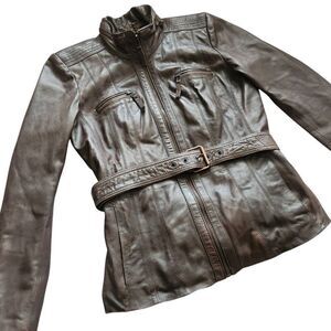 Wilsons Leather Jacket Womens Large GIII Global Identity Soft Biker Punk Grunge